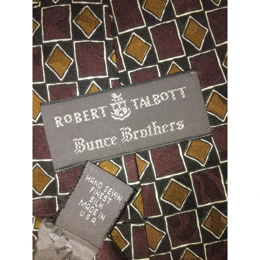 NOS‎ Robert Talbott Bunce Brothers Shades Brown Geometric Neck Tie 56